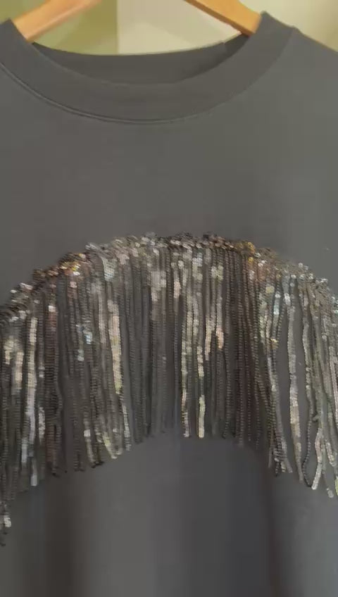 Sequin Fringe Disco Jumper L
